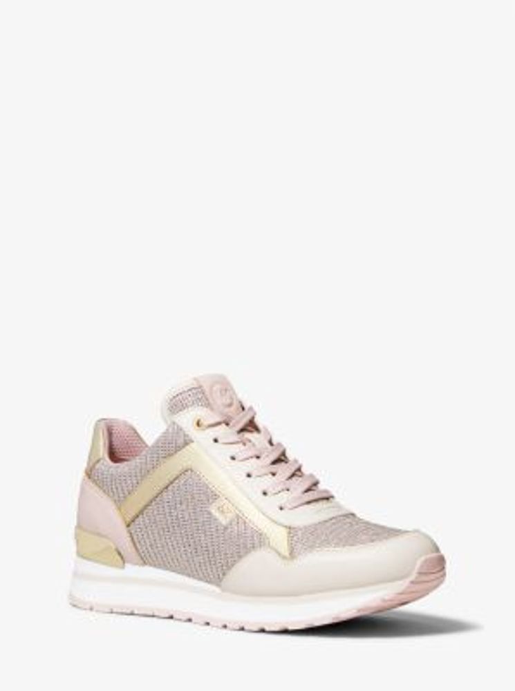 Michael kors georgie discount leather and chain-mesh trainer