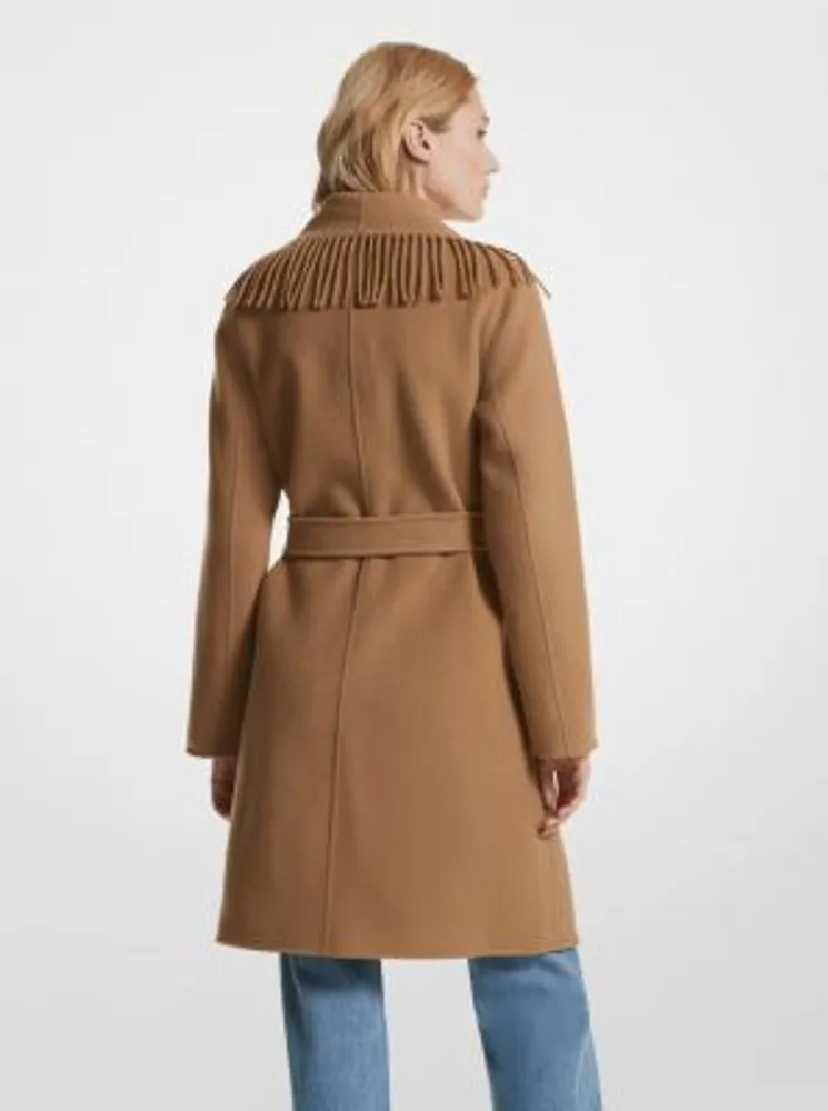Michael Kors Fringe Wool Blend Belted Coat | Upper Canada Mall