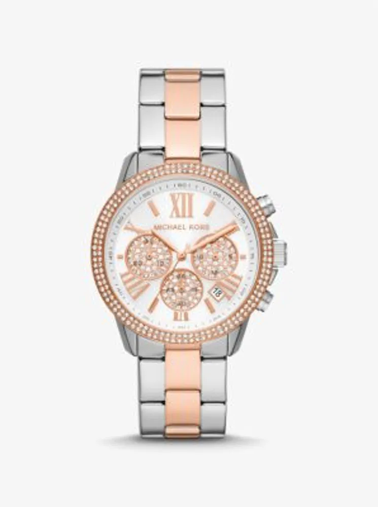 Michael Kors Oversized Bryn Pav Two Tone Watch Square One