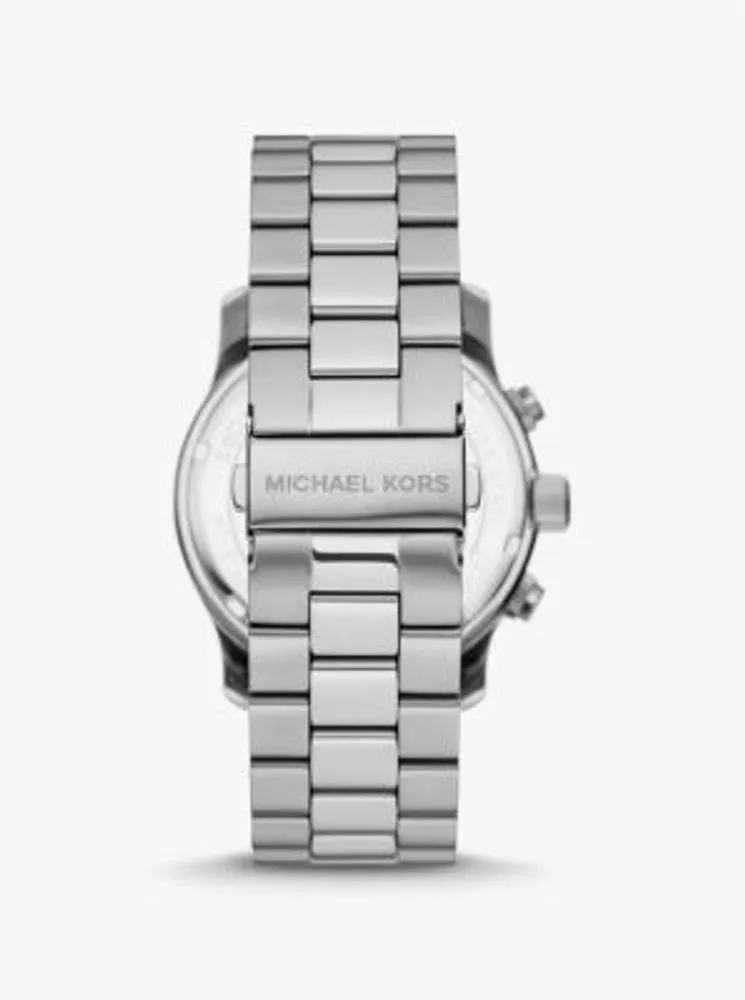 Michael kors oversized runway watch silver best sale