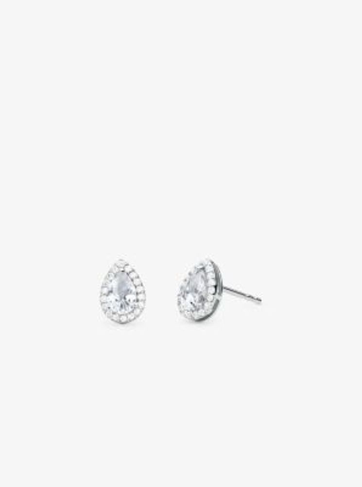 Michael Kors Sterling Silver Pav Pear Shaped Stud Earrings