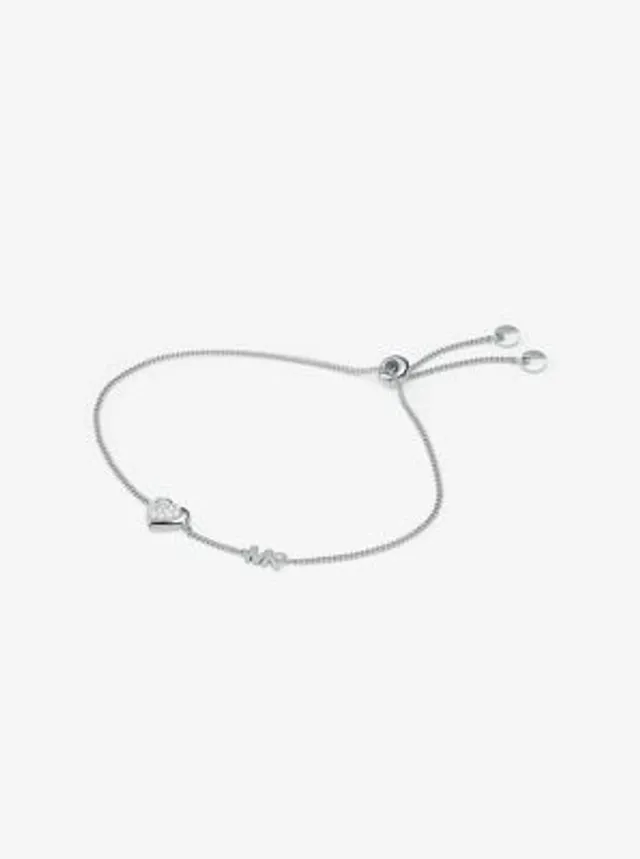 Michael Kors Sterling Silver Pav Heart Slider Bracelet Halifax