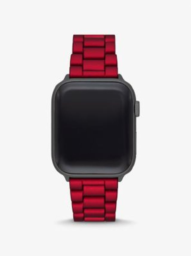 Michael Kors Red-Coated Stainless Steel Strap For Apple Watch