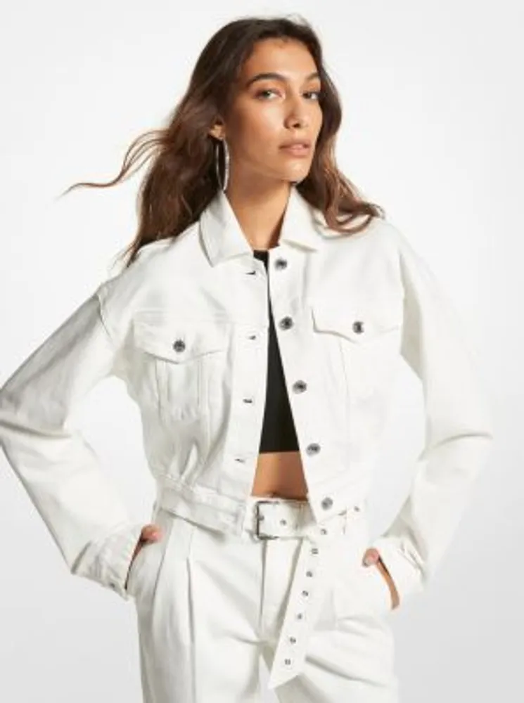 Michael kors white denim 2025 jacket