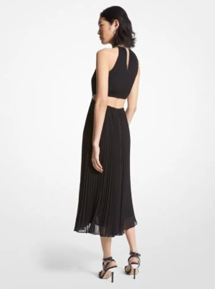 Michael Kors Pleated Satin Belted Slip Dress Upper Canada Mall