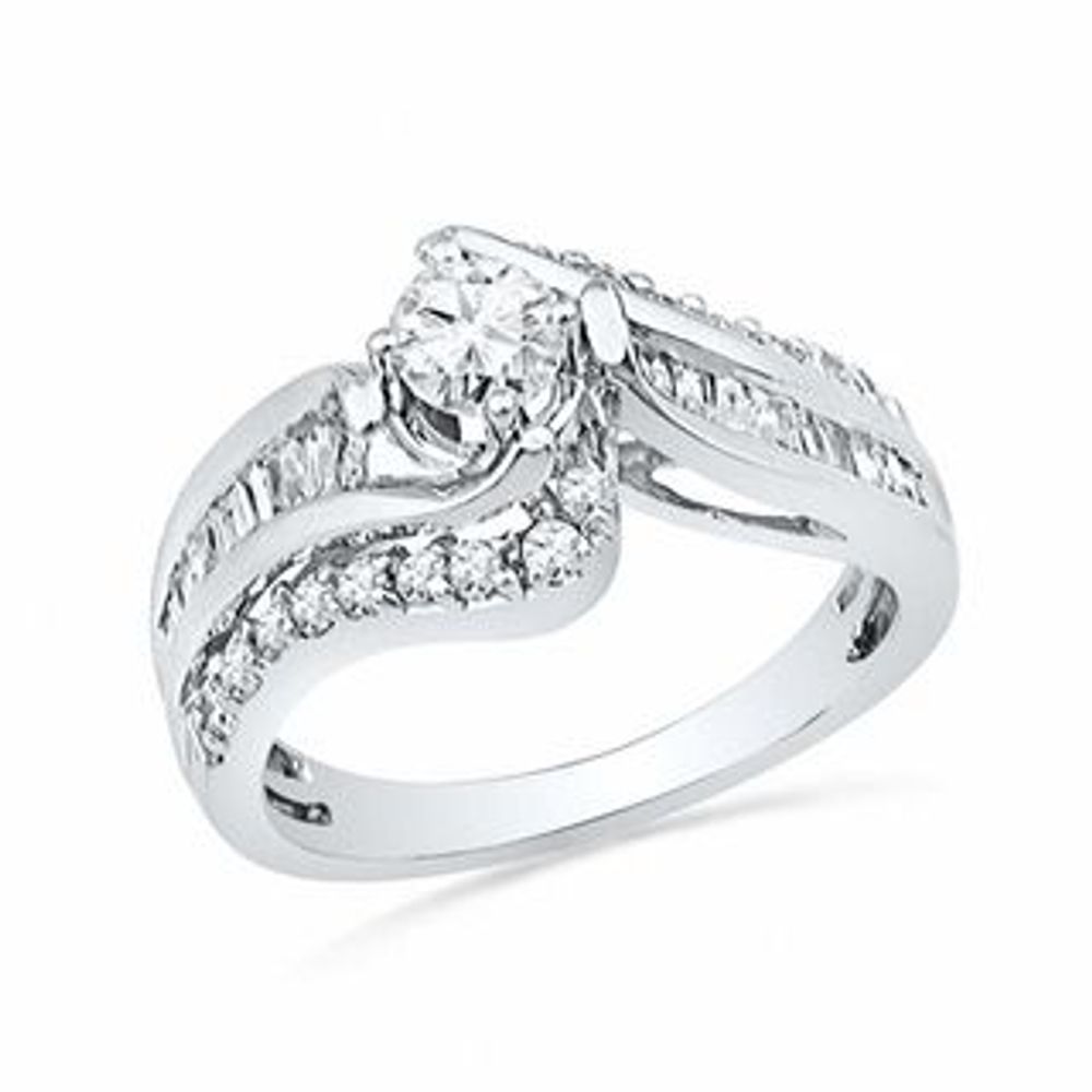 Peoples 1.16 CT. T.W. Diamond Bypass Engagement Ring in 10K White