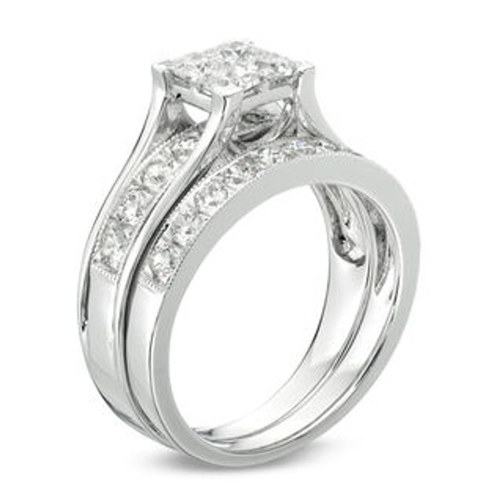 Quad princess cut on sale diamond engagement ring