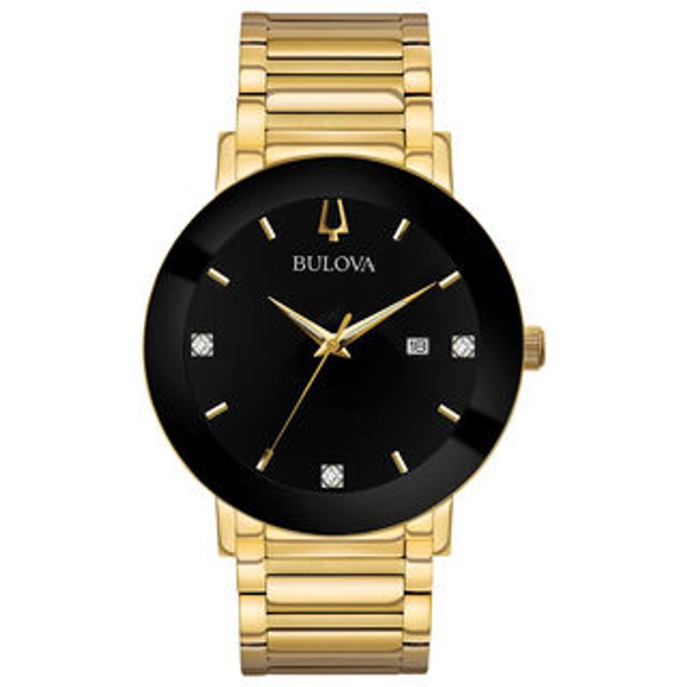 Peoples Men s Bulova Modern Diamond Accent Gold Tone Watch with