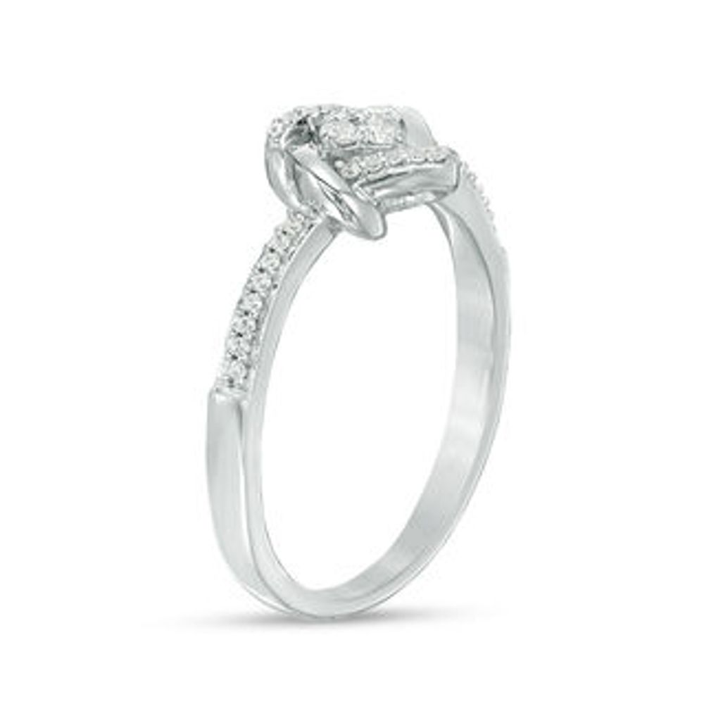 Peoples 0.145 CT. T.W. Quad Diamond Love Knot Promise Ring in