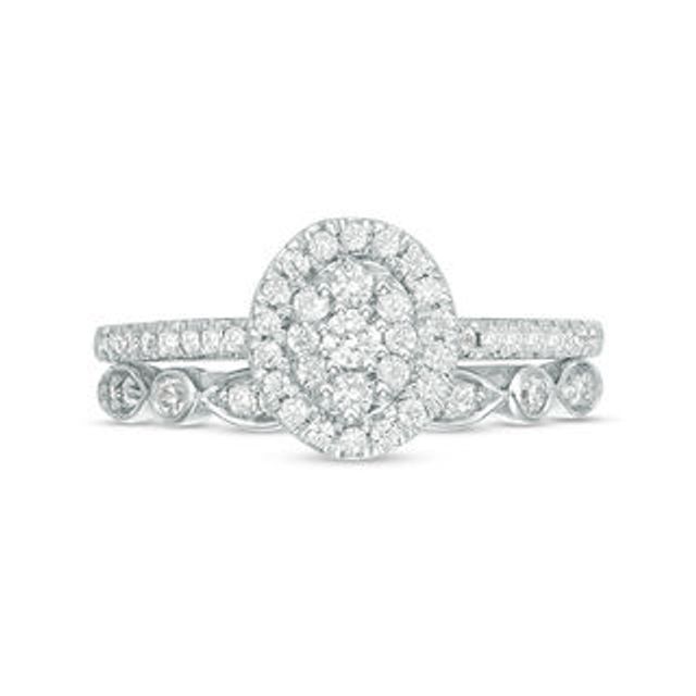 Composite oval diamond engagement on sale ring