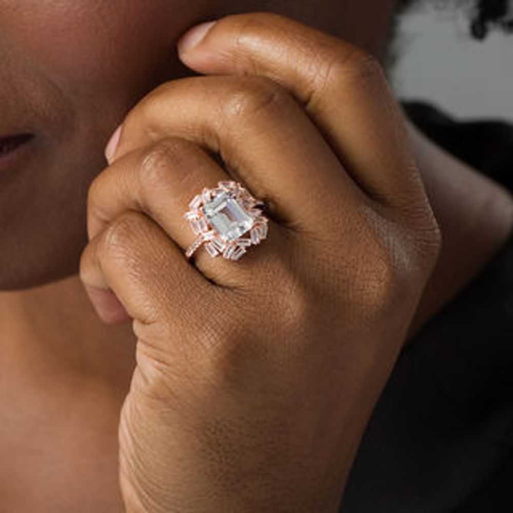 Lab created white sapphire rose gold sales