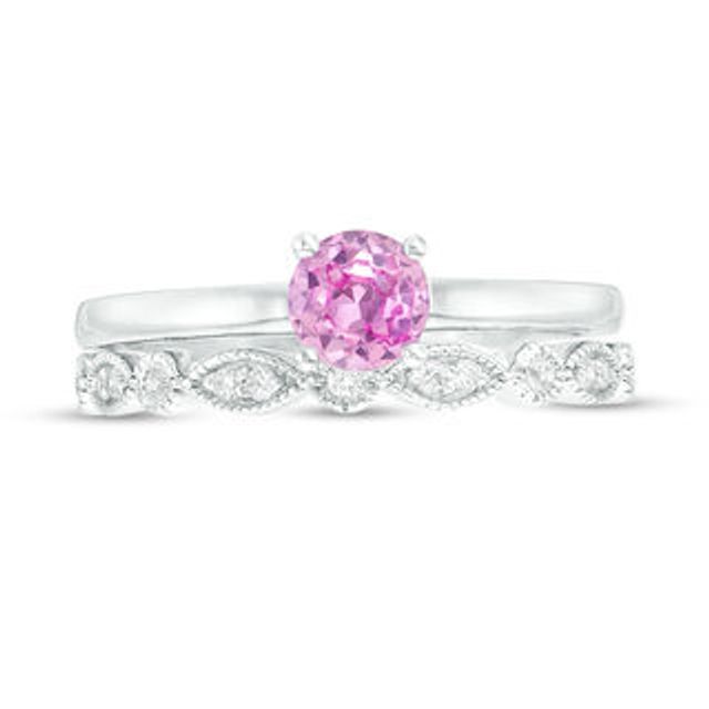 Pink sapphire hot sale wedding set