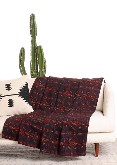 Printed Berber Blanket - Black/Red