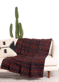 Printed Berber Blanket - Black/Red