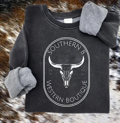 Southern B Longhorn Crew - Charcoal