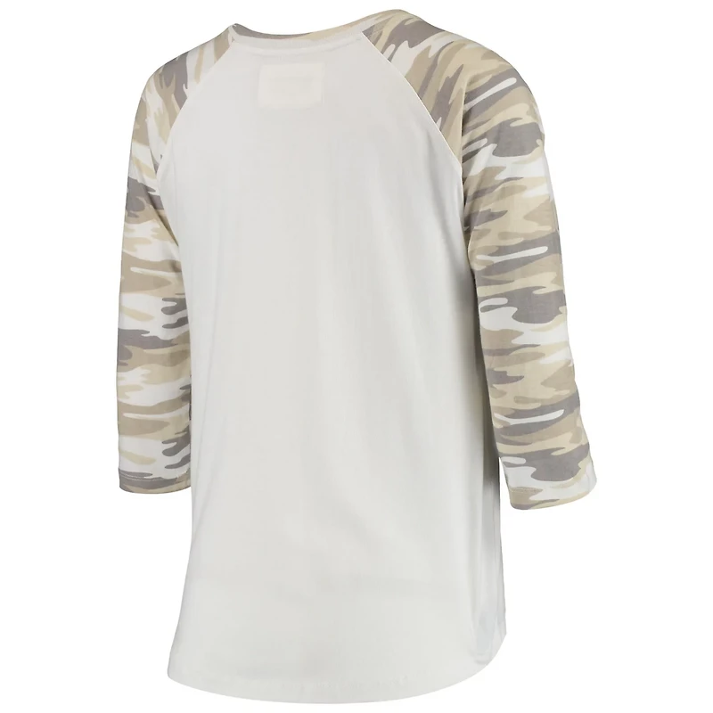 /Camo Iowa Hawkeyes Boyfriend Baseball Raglan 3/4-Sleeve T-Shirt
