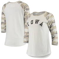 /Camo Iowa Hawkeyes Boyfriend Baseball Raglan 3/4-Sleeve T-Shirt