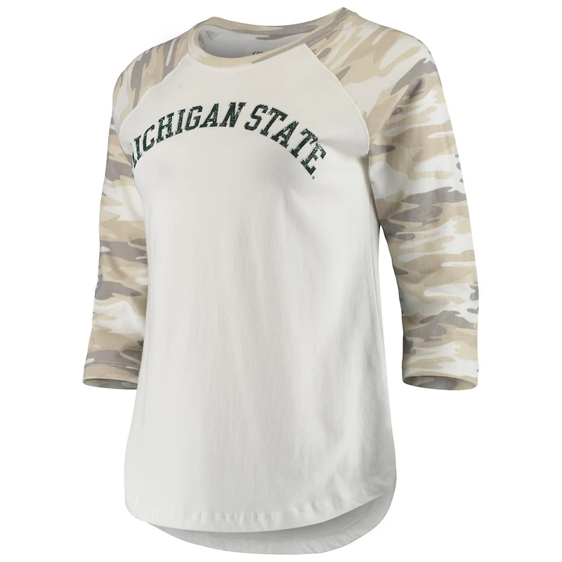 /Camo Michigan State Spartans Boyfriend Baseball Raglan 3/4-Sleeve T-Shirt