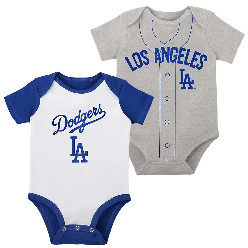/Heather Gray Los Angeles Dodgers Two-Pack Little Slugger Bodysuit Set
