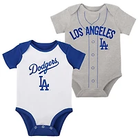 /Heather Gray Los Angeles Dodgers Two-Pack Little Slugger Bodysuit Set