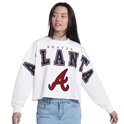 G-III 4Her by Carl Banks Atlanta Braves Bleachers Cropped Pullover Sweatshirt