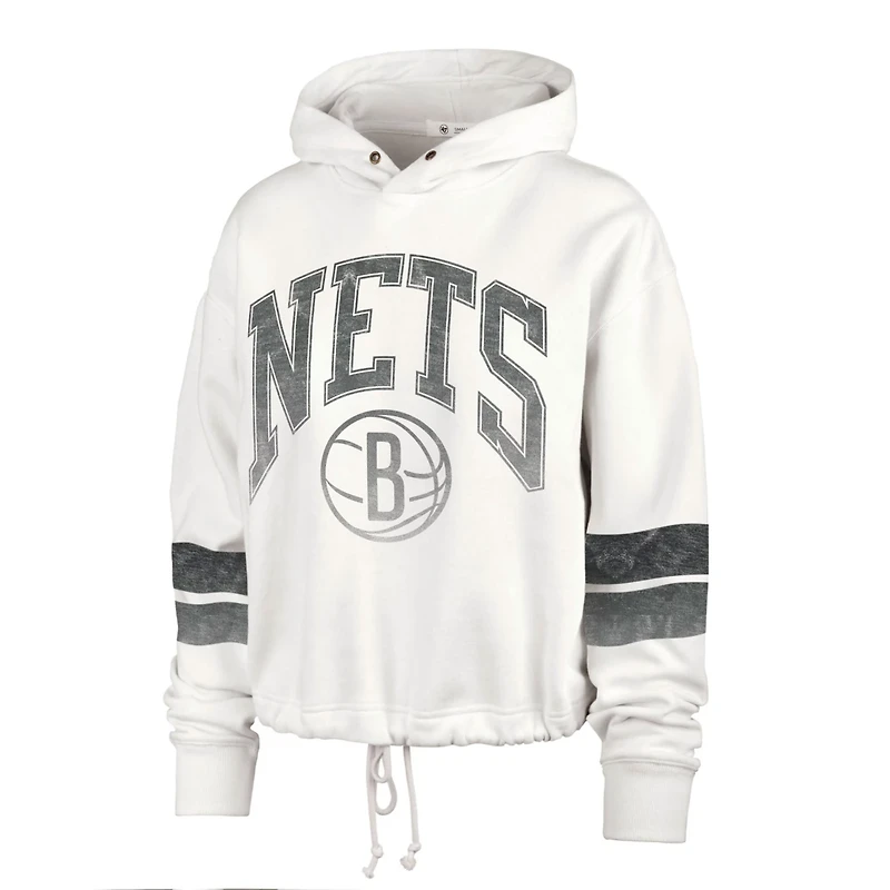 '47 Brooklyn Nets Emerson Stripe Cropped Pullover Hoodie