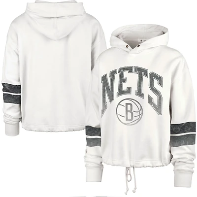 '47 Brooklyn Nets Emerson Stripe Cropped Pullover Hoodie