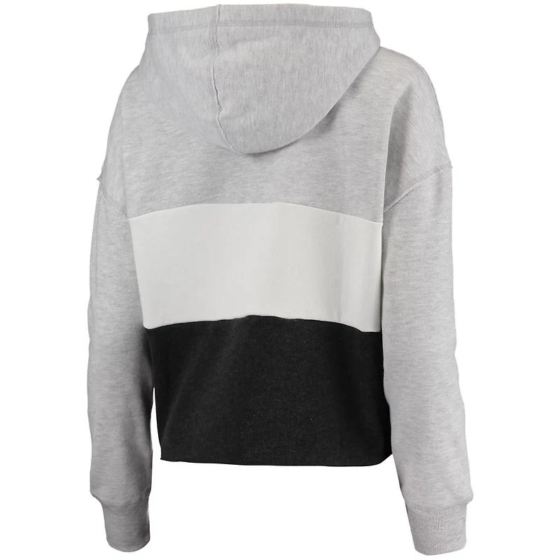 '47 Heathered /Heathered Brooklyn Nets Lizzy Cutoff Pullover Hoodie