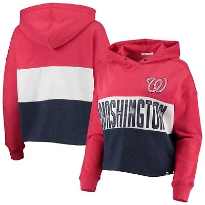 '47 Heathered /Heathered Navy Washington Nationals Lizzy Cropped Pullover Hoodie