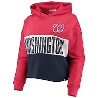 '47 Heathered /Heathered Navy Washington Nationals Lizzy Cropped Pullover Hoodie
