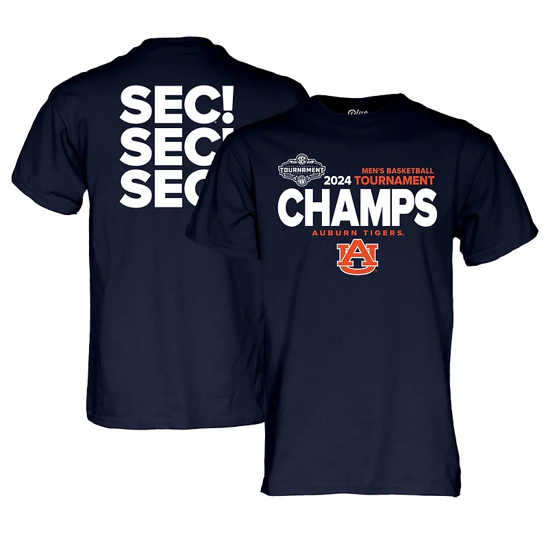 84 Auburn Tigers 2024 SEC Basketball Conference Tournament Champions Locker Room T-Shirt