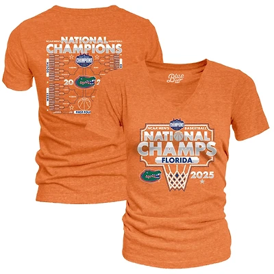 84 Florida Gators 2025 NCAA Men's Basketball National Champions Bracket Tri-Blend V-Neck T-Shirt