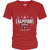 84 Georgia Bulldogs 2025 SEC Football Champions Locker Room V-Neck T-Shirt