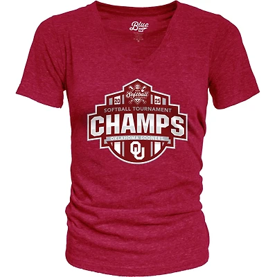 84 Oklahoma Sooners 2025 SEC Softball Conference Tournament Champions Locker Room V-Neck T-Shirt