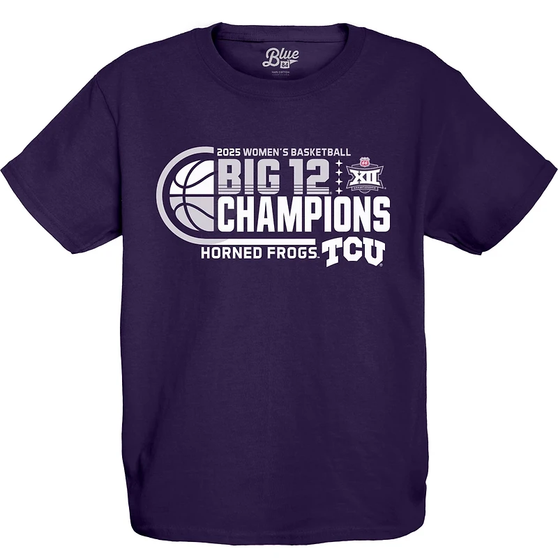 84 TCU Horned Frogs 2025 Big 12 Women's Basketball Conference Tournament Champions Locker Room T-Shirt