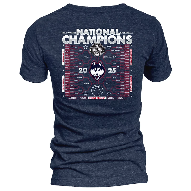 84 UConn Huskies 2025 NCAA Basketball National Champions Bracket Tri-Blend V-Neck T-Shirt