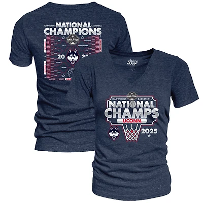 84 UConn Huskies 2025 NCAA Basketball National Champions Bracket Tri-Blend V-Neck T-Shirt