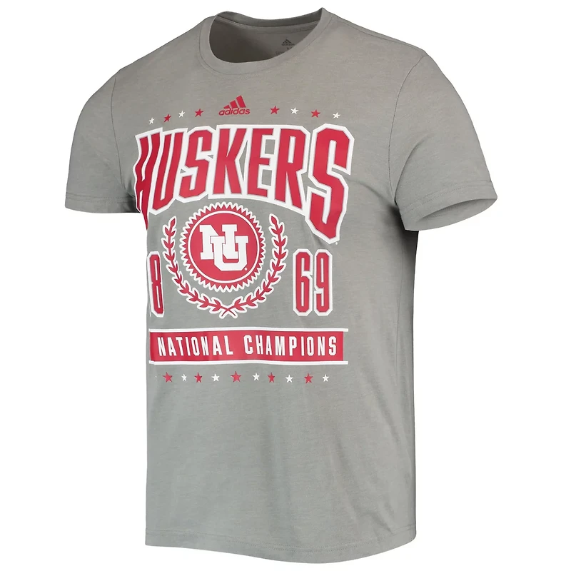 adidas Heathered Gray Nebraska Huskers Reminisce Tri-Blend T-Shirt