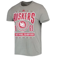 adidas Heathered Gray Nebraska Huskers Reminisce Tri-Blend T-Shirt