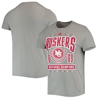adidas Heathered Gray Nebraska Huskers Reminisce Tri-Blend T-Shirt