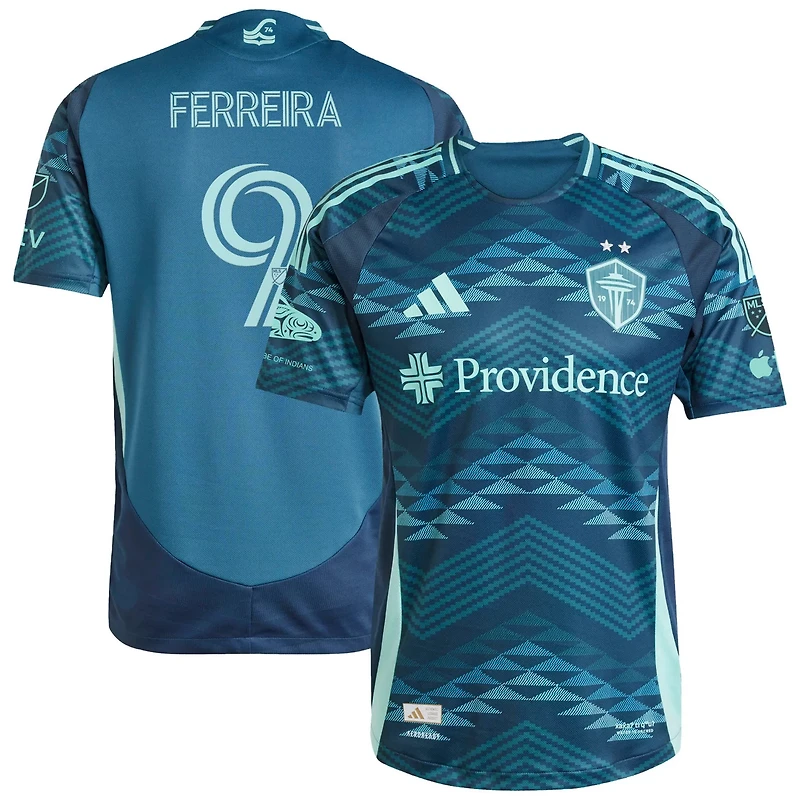 adidas Jesus Ferreira Seattle Sounders FC 2025 The Salish Sea Kit Authentic Player Jersey
