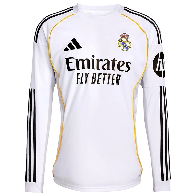 adidas Jude Bellingham Real Madrid 2025 26 Home Replica Long Sleeve Jersey