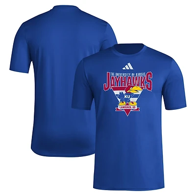adidas Kansas Jayhawks 2024 Locker Trilateral Pre-Game T-Shirt