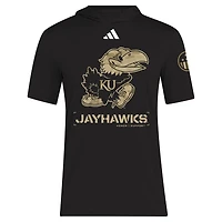 adidas Kansas Jayhawks 2025 Military Appreciation AEROREADY Hooded T-Shirt