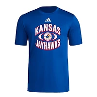 adidas Kansas Jayhawks Basketball On Court Orbit Pregame T-Shirt