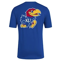 adidas Kansas Jayhawks Reverse Retro Baseball 2 Hit T-Shirt
