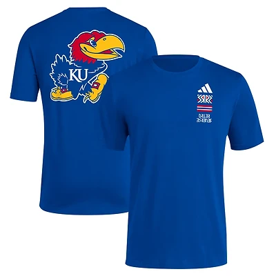 adidas Kansas Jayhawks Reverse Retro Baseball 2 Hit T-Shirt