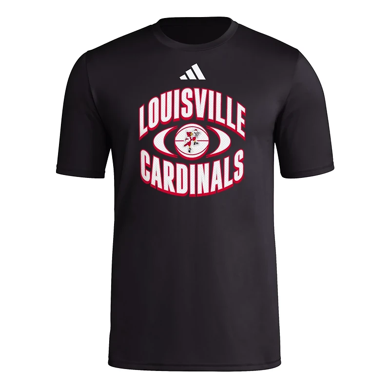 adidas Louisville Cardinals Basketball On Court Orbit Pregame T-Shirt