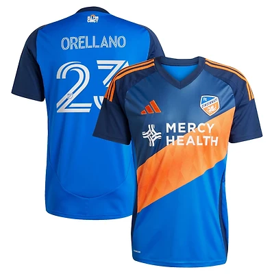 adidas Luca Orellano FC Cincinnati 2025 Orange and Legacy Kit Replica Player Jersey