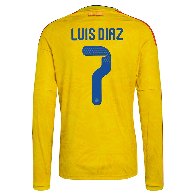 adidas Luis Diaz Colombia National Team 2026 Home Replica Long Sleeve Jersey